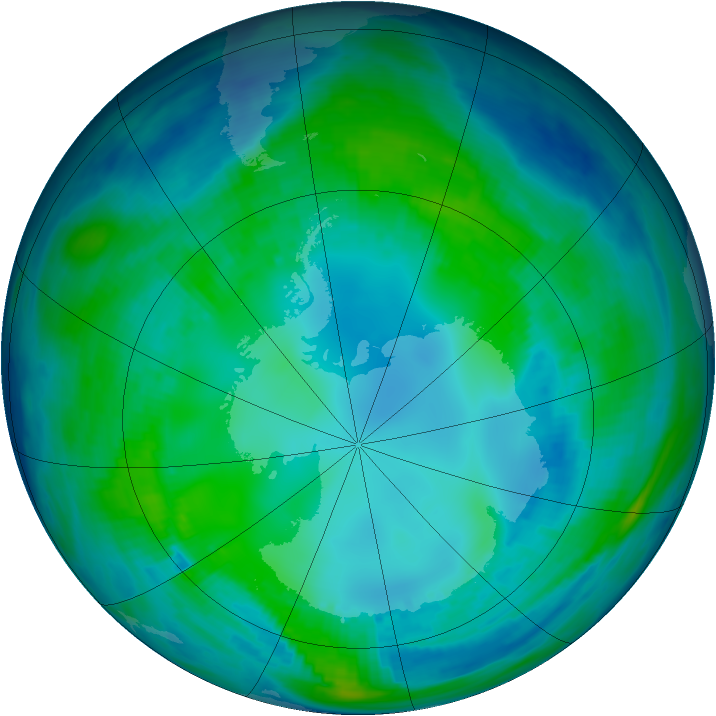 Antarctic ozone map for 07 May 1999
